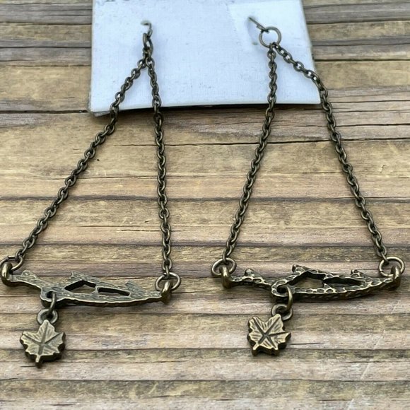 Robert Rose Women Necklace Vintage Style Bronze Tone Drop Down Earrings Jewelry - Picture 2 of 8